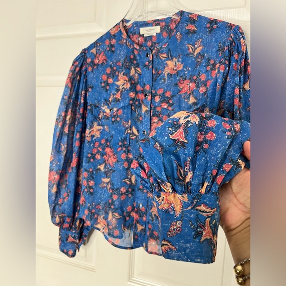 Isabel Etoile Marant Floral Print Snap Button Up Blouse Top Sz Fr 34 - Picture 11 of 13